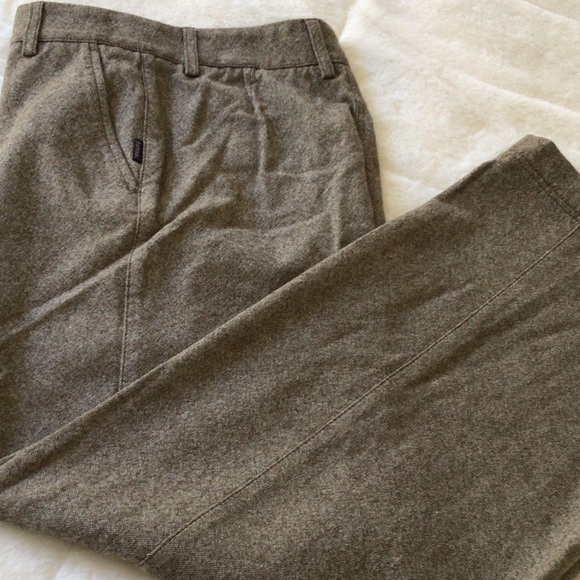 Barbour Women's Wide Leg Tweed Wool Pants in Chocolate Brown & Tan 8 - Picture 1 of 14